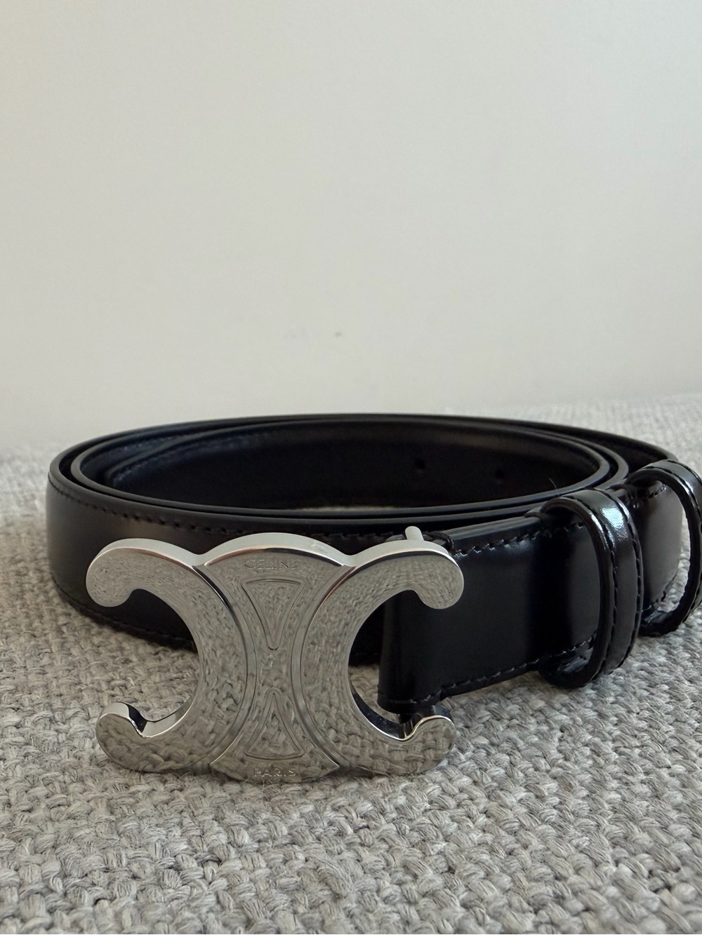Celine Triomphe Belt 25mm in Taurillon Leather